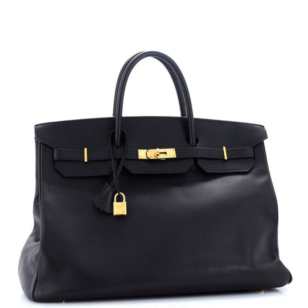 Hermes Birkin Handbag Noir Ardennes with Gold Hardware 40 Black - Picture 2 of 8